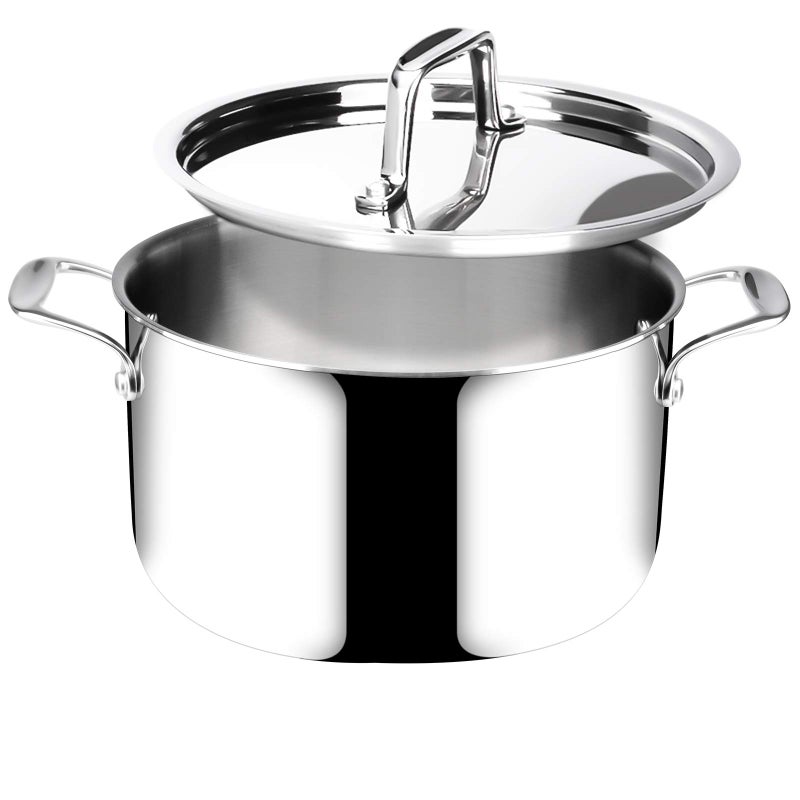 Duxtop 6.5 Quart Stainless Steel Stock Pot with Lid, 3-Ply Cooking Pot for Soup, Rice, Stew, Oven and Dishwasher Safe, Compatible with Induction, Ceramic, Halogen, Gas Stove - Image 1